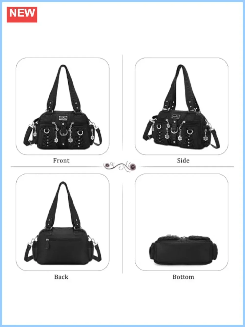 Soft Vegan Leather Hobo Crossbody Shoulder Bag Multipocket Purse
